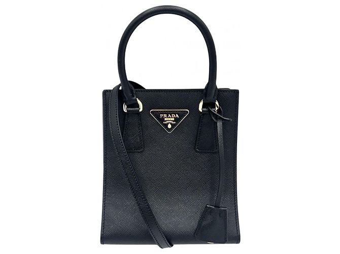 Tote Mini sac cabas Prada avec logo triangle pour femme Noir