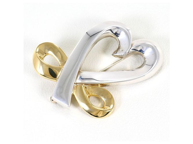 Tiffany & Co. Loving Heart Brosche Silber Golden