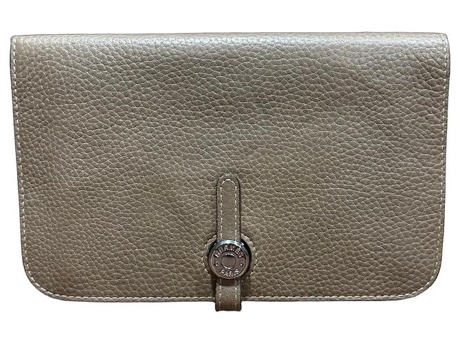 Cartera Duo Dogon Hermès Etoupe Gris pardo