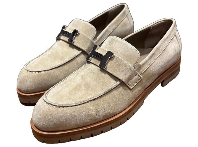 Mocassins en daim Hermès Paris Beige