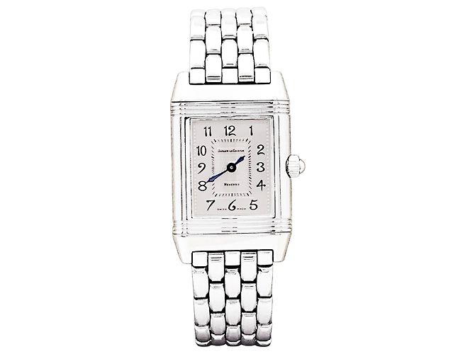 Montre Jaeger Lecoultre, "Reverso", acier et diamants.