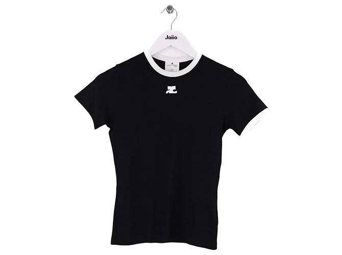 Courreges T-Shirt aus Baumwolle Schwarz
