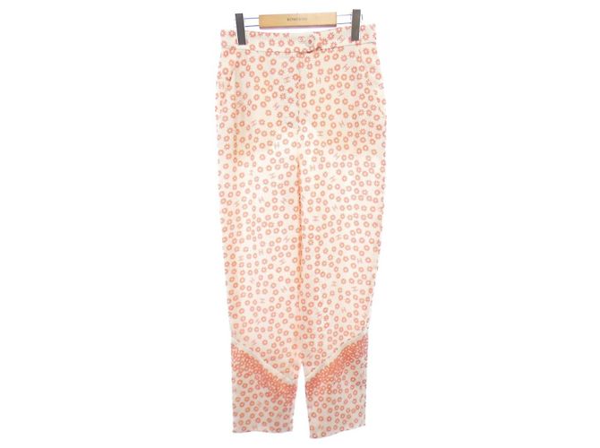 Timeless Calças de seda Chanel Branco Vermelho