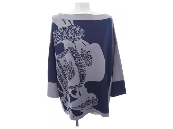 Hermès Hermes Wool Knit Top Blue