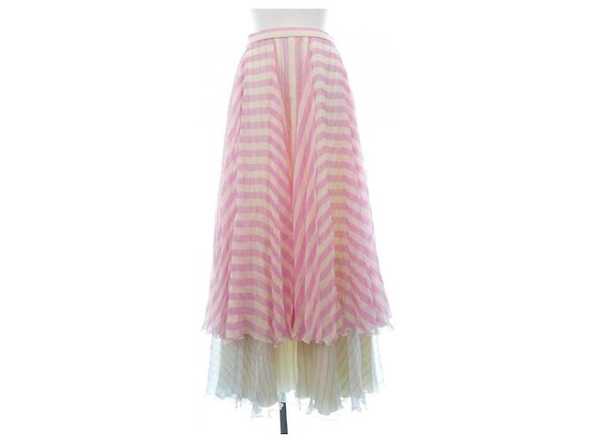 Falda de seda Louis Vuitton Rosa Blanco Azul