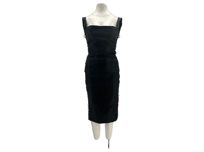 Autre Marque MIAOU Lederkleid schwarz mit Schnürung