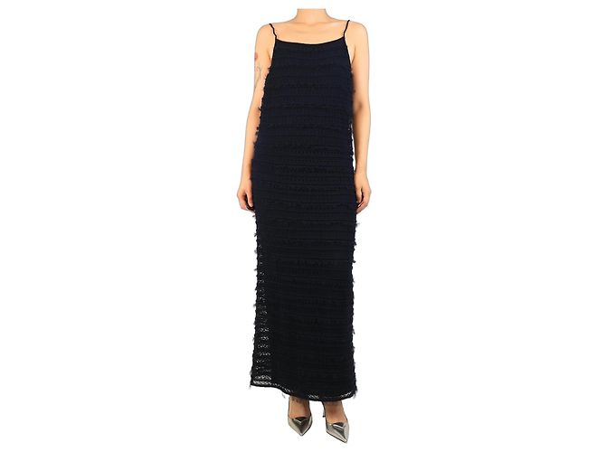 Autre Marque Vestido midi de rede azul-marinho - tamanho L Azul marinho