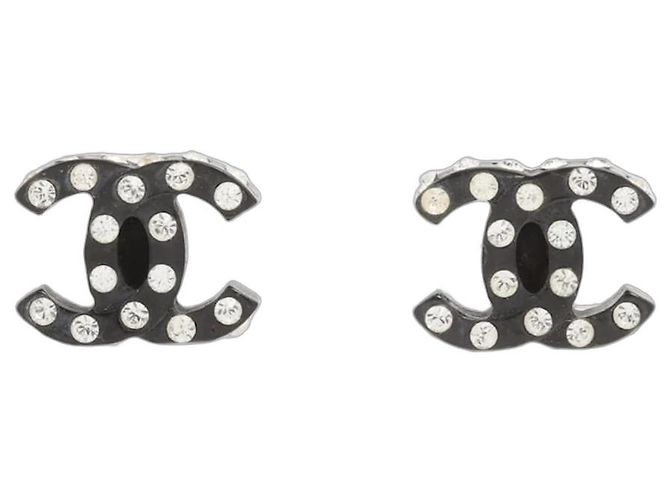 Chanel Black Coco Mark 04A Strass-Ohrringe Schwarz