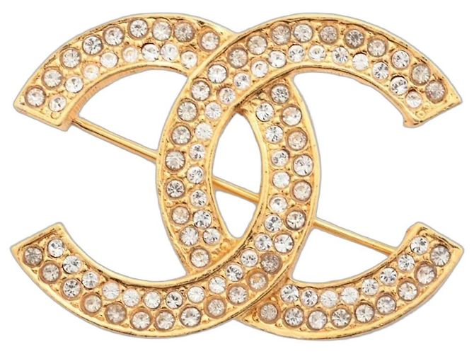Chanel Spilla 174 Coco Mark in oro con strass D'oro