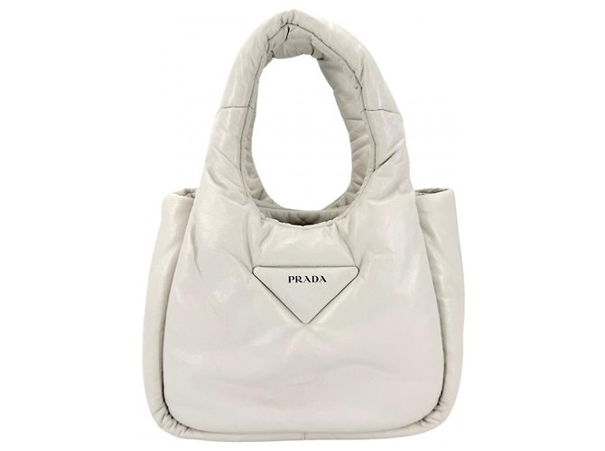 Prada Triangle Logo gesteppte Mini-Handtasche Weiß