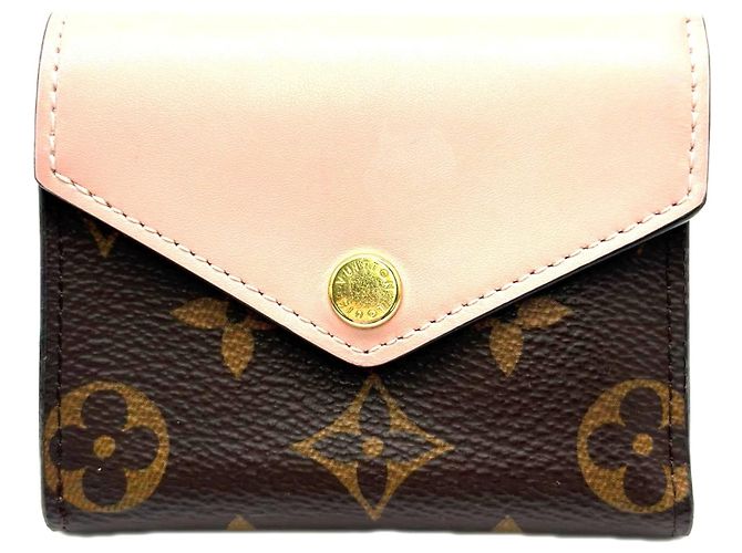 Louis Vuitton Monogram Portefeuille Zoe Tri-fold Wallet Brown Pink Beige