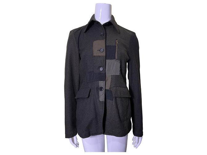 Autre Marque Ivan Grundahl Patchwork Wool Jacket Green Grey Dark grey