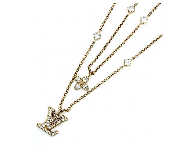 Collana Louis Vuitton in oro con strass da donna D'oro
