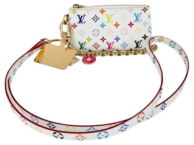 Louis Vuitton Monogram Key Chain White Multiple colors Golden