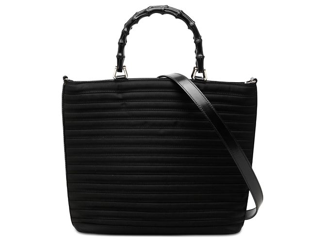Bamboo Borsa Satchel Gucci in nylon nero con bambù
