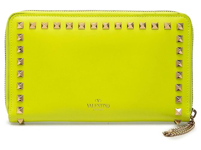 Cartera Rockstud de cuero amarillo Valentino