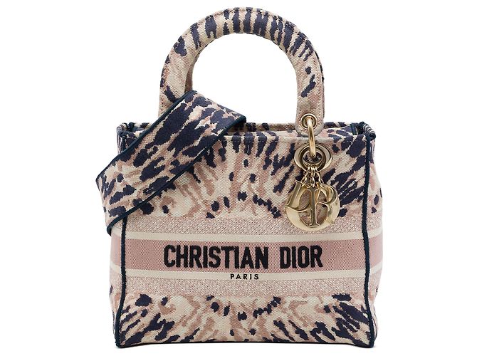 Lady D Lite en toile brodée tie-dye rose, taille Medium de Dior