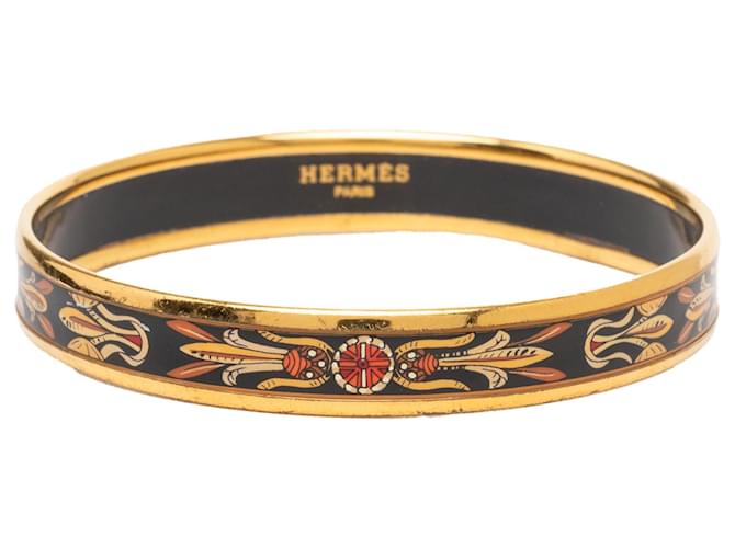 Bracelet jonc en émail Hermès Black Narrow Dream Catcher 70 Noir 