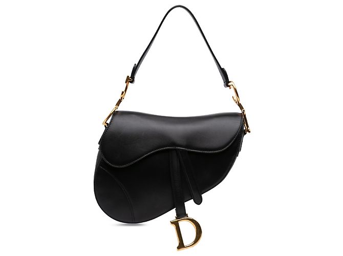 Bolsa Saddle em pele de vitelo lisa preta Dior Preto