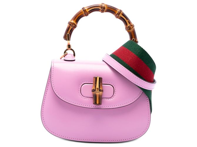 Bolsa Gucci Pink Mini Calfskin Web 1947 Bamboo Top Handle