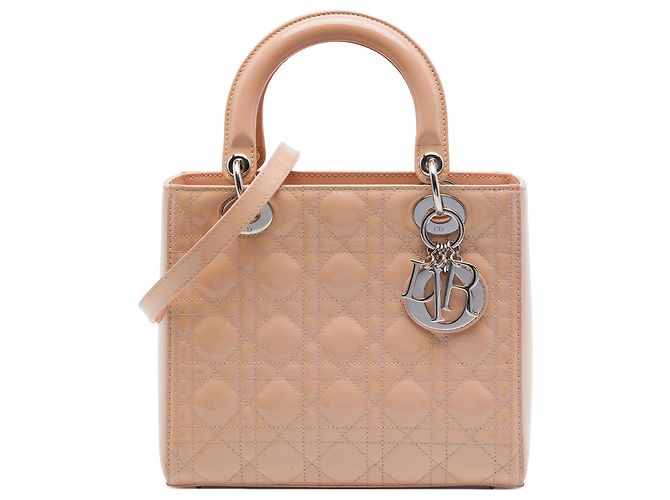 Dior Marrone Medium Patent Cannage Lady Dior Carne