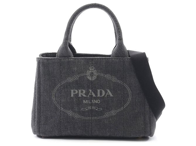 Borsa Prada Gray Small Canvas Canapa Logo Marrone