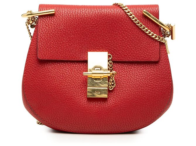 Chloé Bolsa transversal Drew em couro vermelho mini