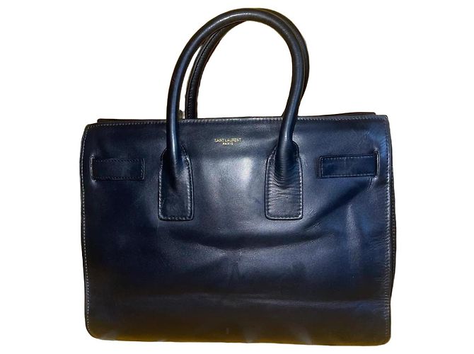 Saint Laurent Bolso Tote de cuero negro