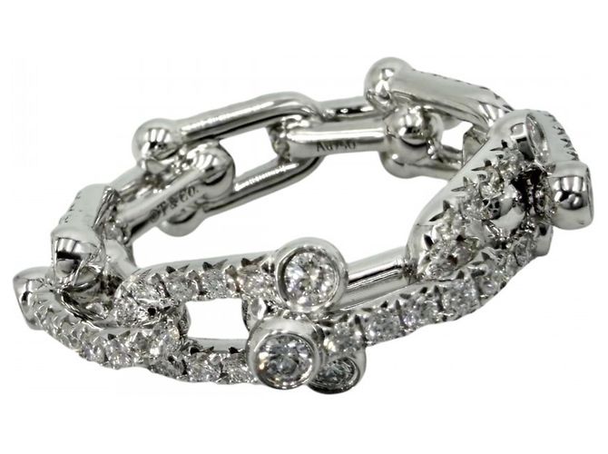 Anello a fascia in oro bianco 18K e diamanti Tiffany & Co.