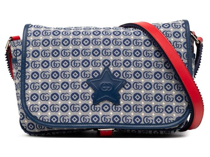 Borsa a tracolla Gucci per bambini con logo Double G e stelle Rosso Blu