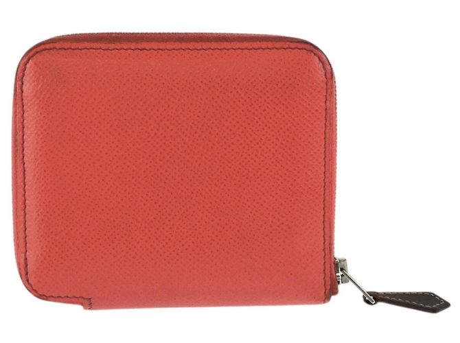 Hermès HERMES Azap Compact Silk Coin Purse Pink Orange