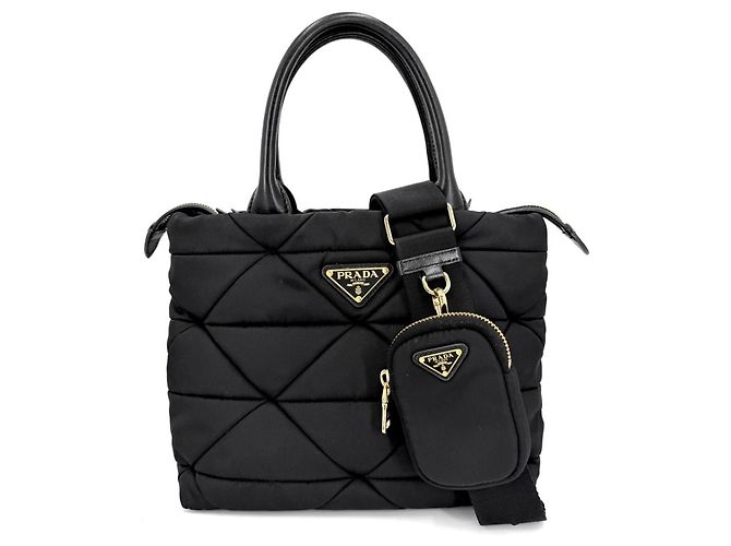 Bolso de mano pequeño de nylon negro para mujer Prada