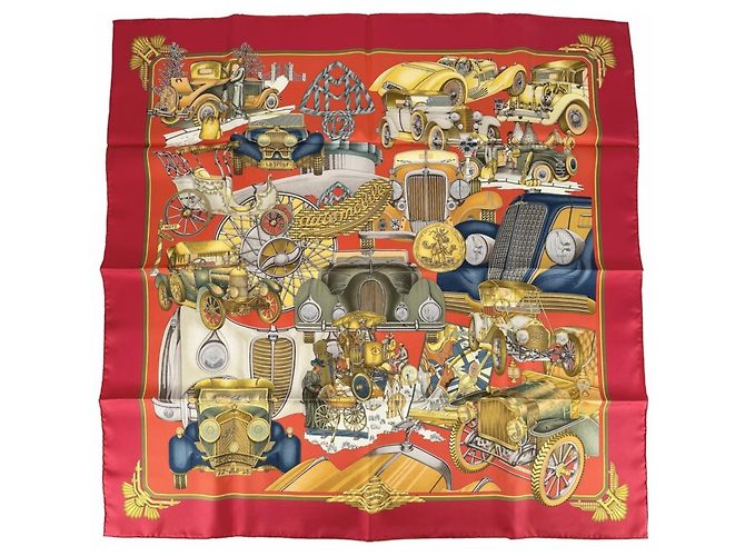 Hermès Carré 90 AUTOMOBILE Schal Rot