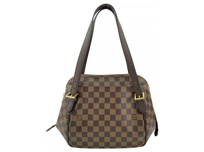 Bolsa de Ombro Louis Vuitton Damier Belem MM Marrom Bege