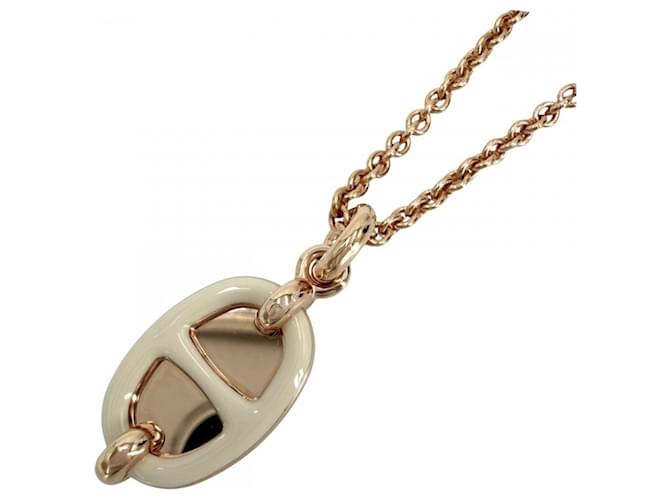 Hermès Hermes Women's Necklace with Mini Maillon PM Chaine d'Ancre Pendant White Golden 