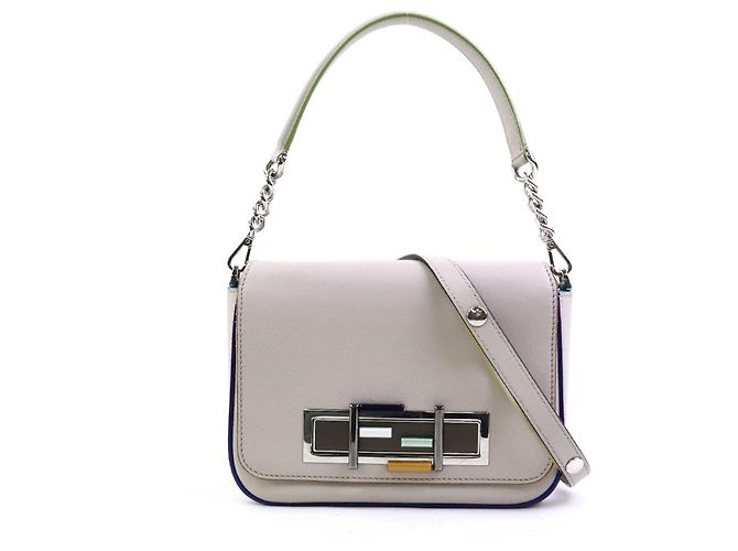 Fendi Lederhandtasche Schultertasche Grau