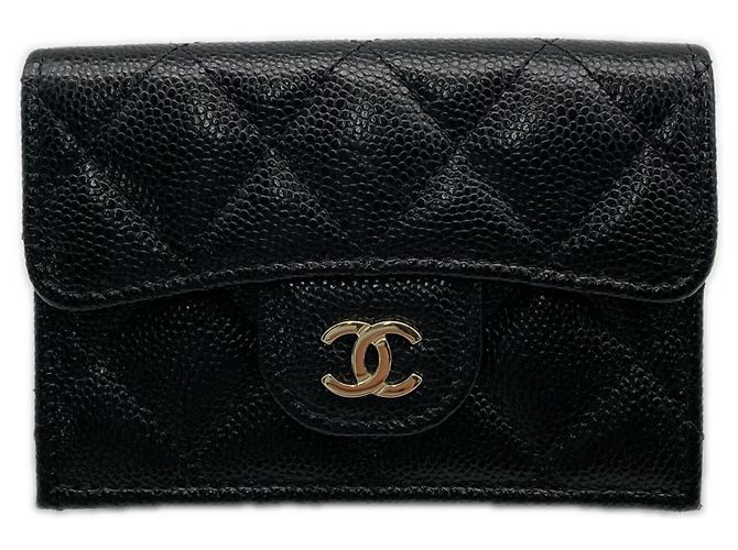 Timeless Chanel Matelassé Compact Tri-fold Wallet Black