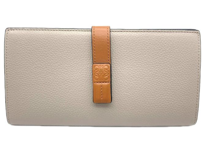 Loewe Soft Grain Calf Vertical Long Wallet Brown Orange