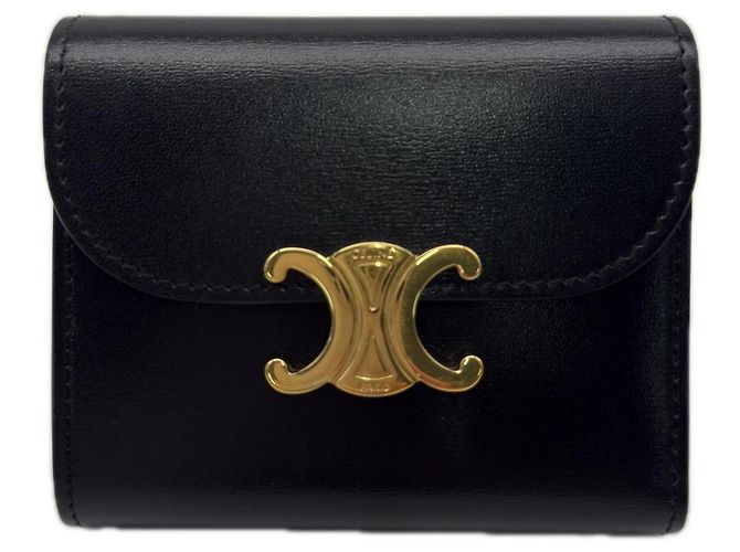 Céline CELINE Triomphe Small Flap Wallet Black