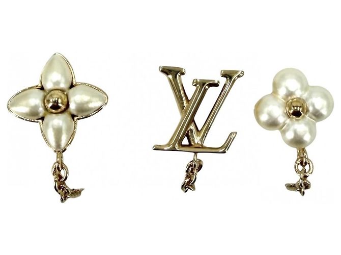 Louis Vuitton Ohrstecker in Gold und Weiß für Damen Golden