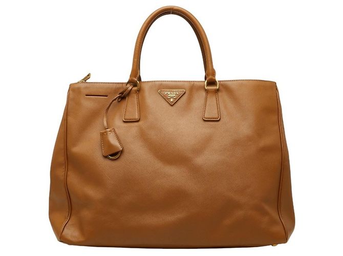 Tote Sac cabas avec logo plaque Triangle Prada Marron