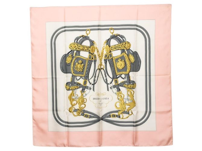 Lenço Carré 90 BRIDES de GALA Hermès Rosa Multicor