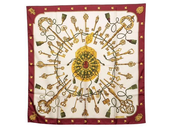 Hermès Hermes Carre 90 Les Cles Key Scarf Rosso Crudo
