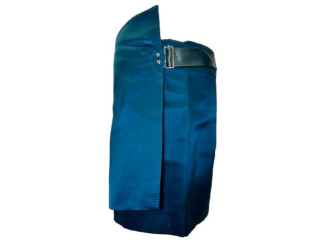 Mini saia envelope Louis Vuitton com cinto em seda turquesa