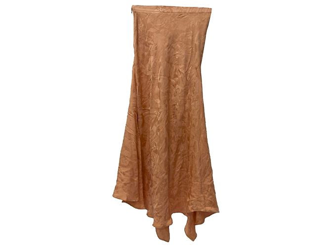 Falda midi asimétrica de jacquard en seda naranja Etro