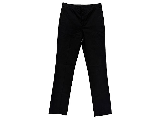 Pantaloni a gamba dritta in cotone nero Isabel Marant