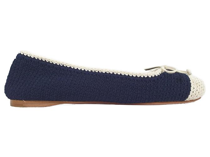 Bailarinas Miu Miu de punta cap de crochet, algodón azul marino