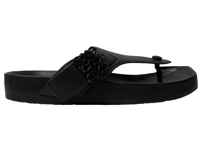 Ciabatte Thong Loewe Ease Embellished in Pelle di Agnello Nera Nero