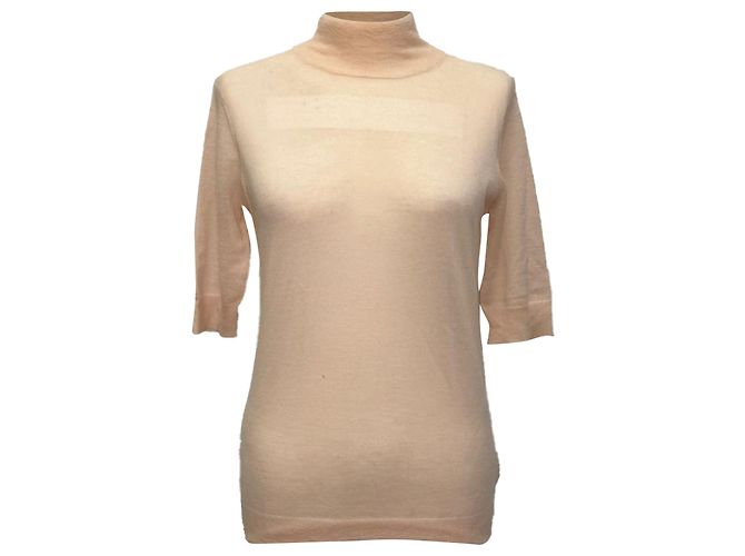Pull à col roulé et manches courtes Joseph en cachemire couleur pêche Rose