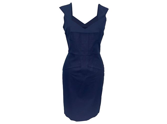 Mini abito con scollo a V Roland Mouret in cotone blu navy